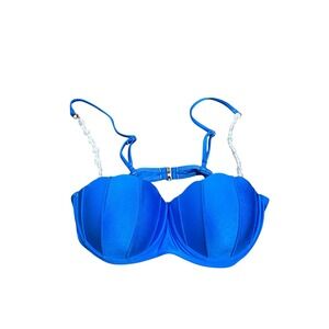 Unbranded Seashell Bikini Top Womens Small Blue Underwire Pearl Straps Excellent